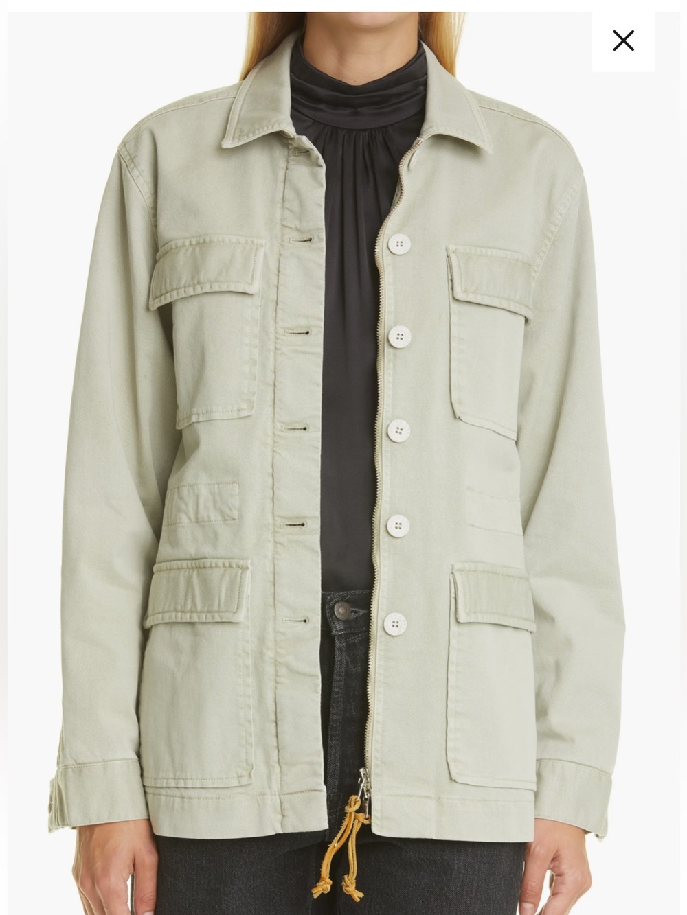 Jonathan Simkhai Maggie Twill Jacket Sage Green Size 0 NWT $445